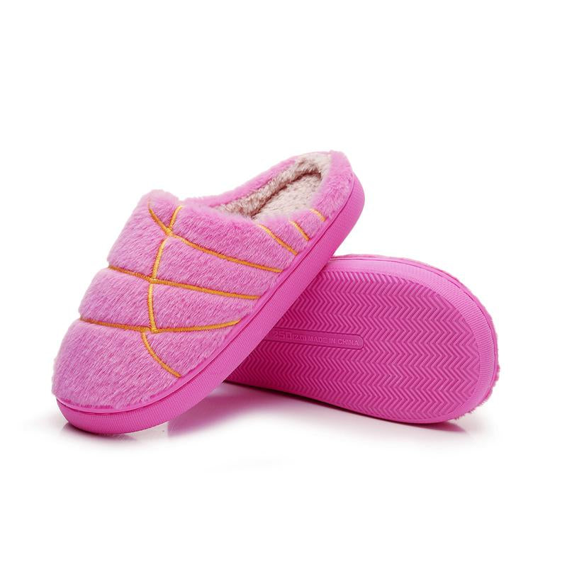 Christmas Couple Color Matching Cute Bread Cotton Slippers Indoor anti Slip Slippers, Autumn and Winter Warm Plush Shoes in Stock