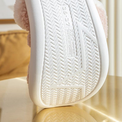 Christmas Couple Color Matching Cute Bread Cotton Slippers Indoor anti Slip Slippers, Autumn and Winter Warm Plush Shoes in Stock