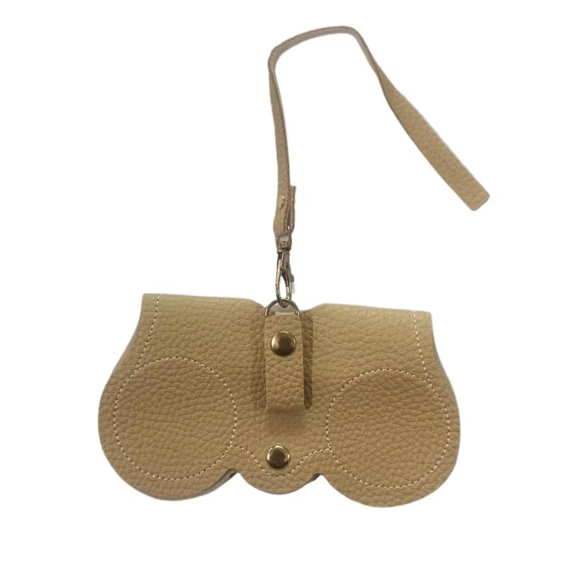 Litchi Embossed Glasses Cover Cute Hanging PU Leather Sunglasses Reading Glasses Storage Bag Portable Travel Eyewear Holder